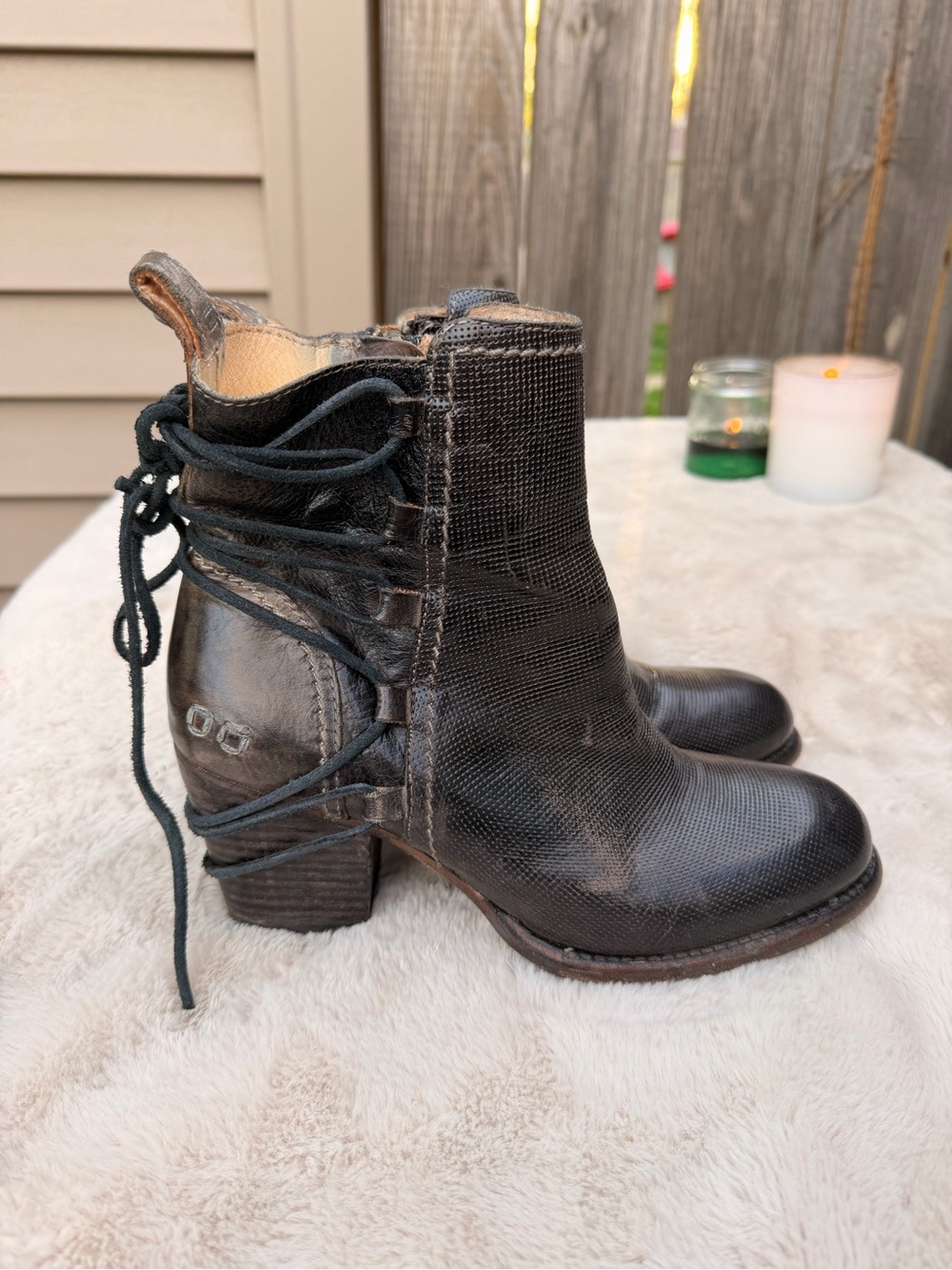 BED STU | Blaire Cobbler Series Ankle Boots Women Distressed Lace Brown | Size 7